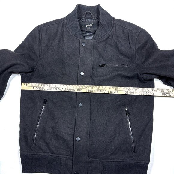 Black Rivet Black Wool Blend Insulated Bomber Utility Jacket Mens Medium - Picture 11 of 12